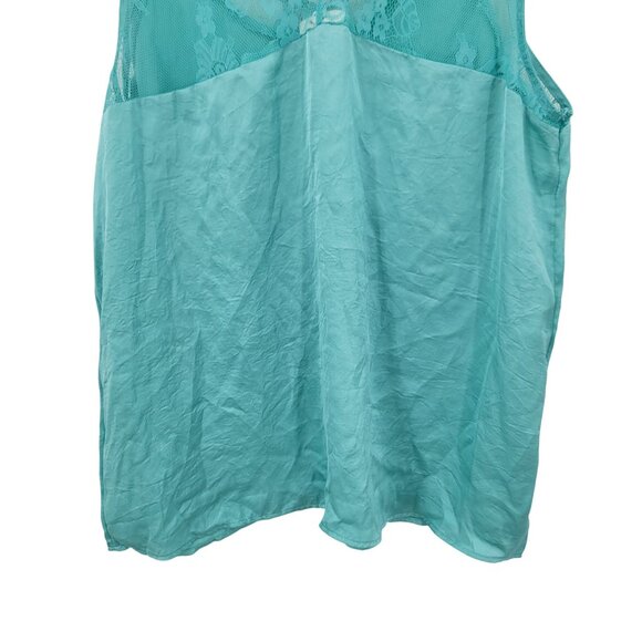 Robin Egg Blue Satin Lace Sleeveless Lingerie Slip Baby Doll Top Sz L Grunge Y2K - Picture 8 of 9